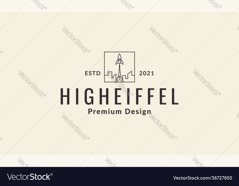 Eiffel tower with rocket logo symbol icon design vector image Eiffel tower with rocket logo symbol icon design