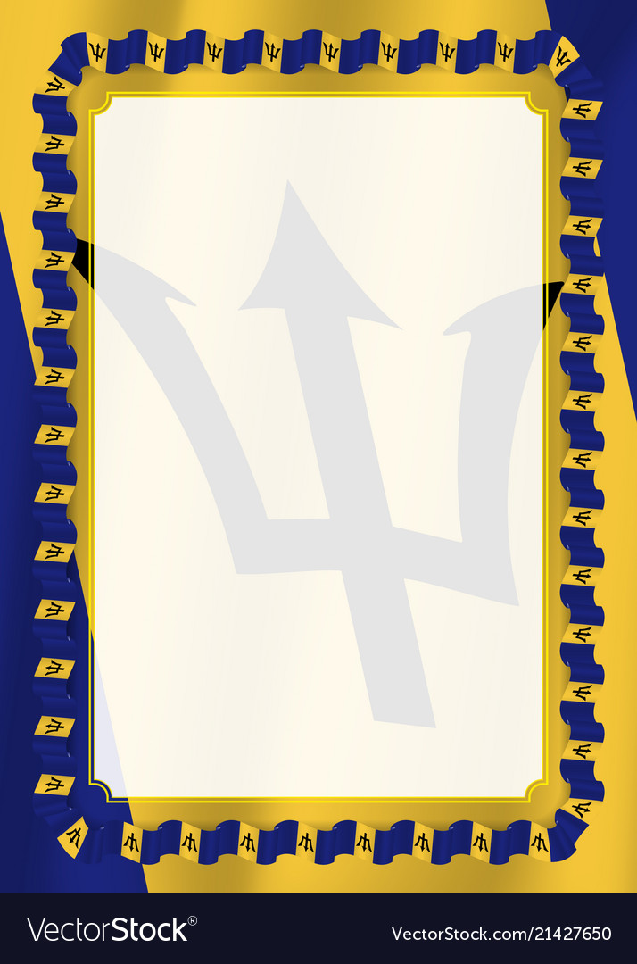 Frame and border of ribbon with barbados flag vector image Frame and border of ribbon with barbados flag