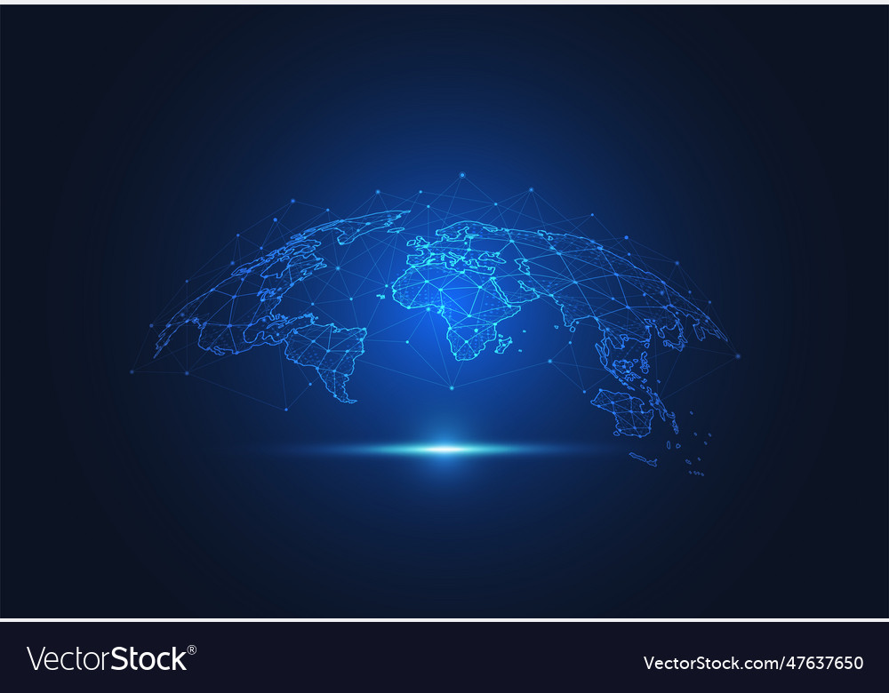 Global network connection world map point vector image Global network connection world map point