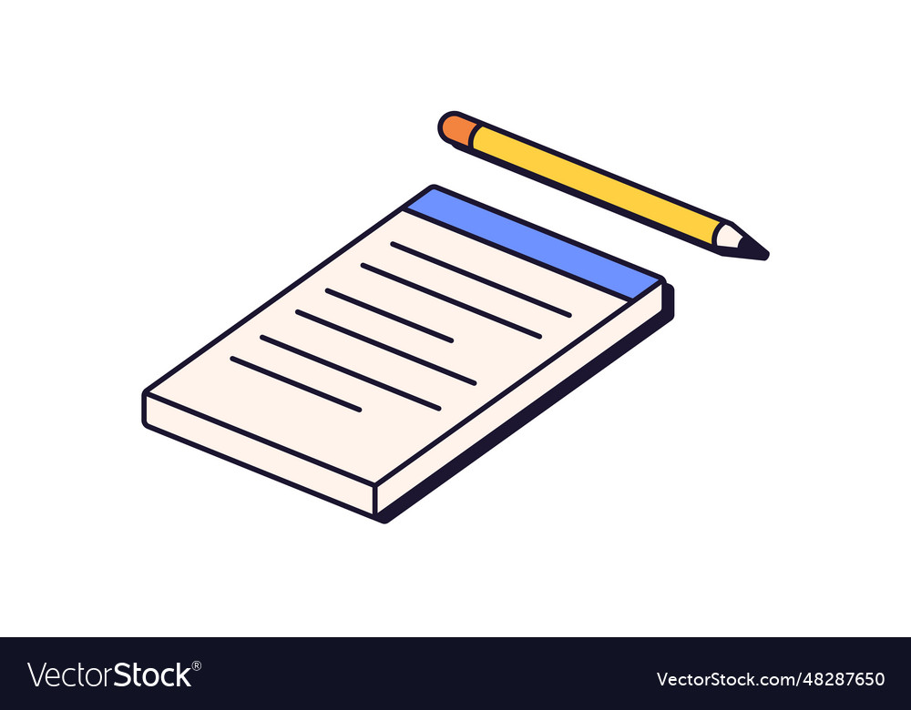 Paper notebook and pencil notepad page