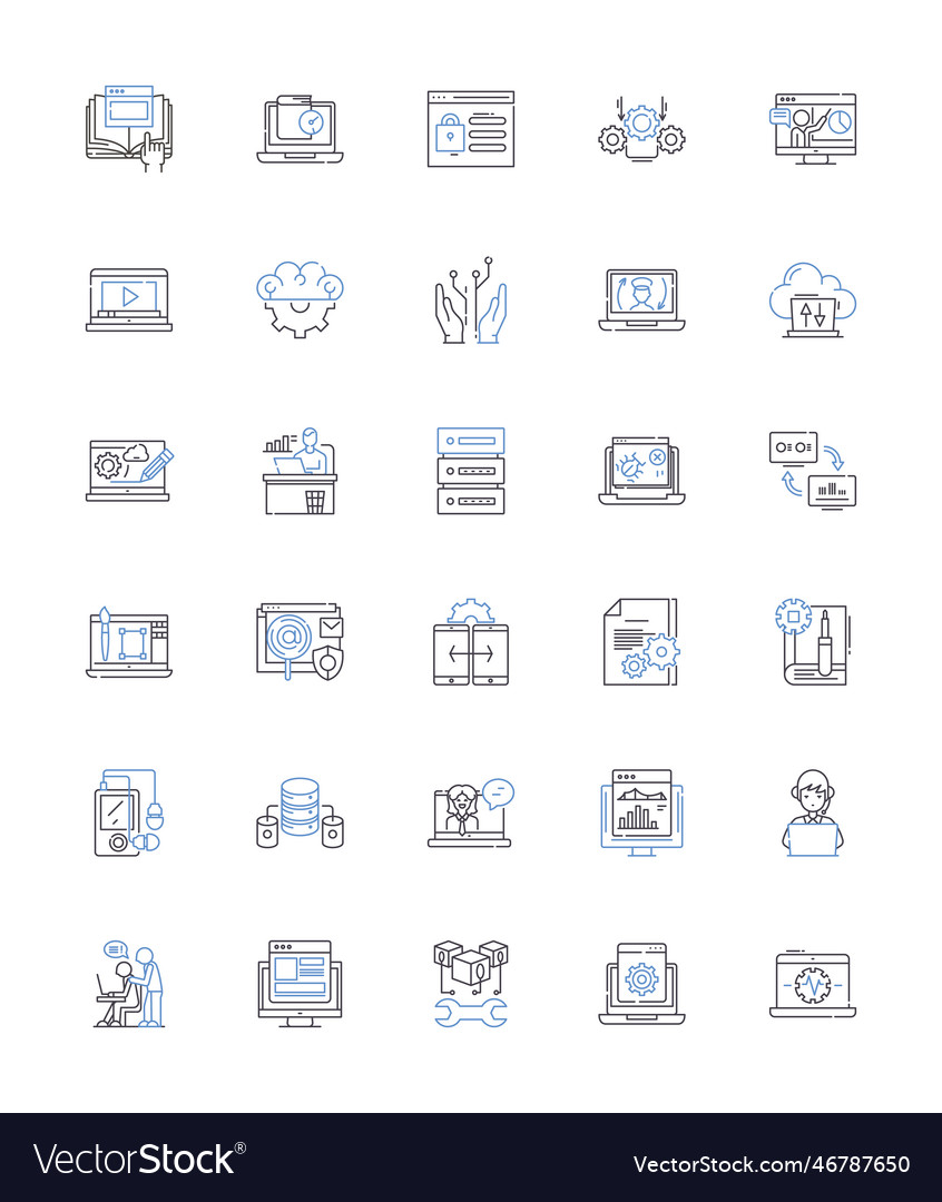 Platform line icons collection integration Vector Image