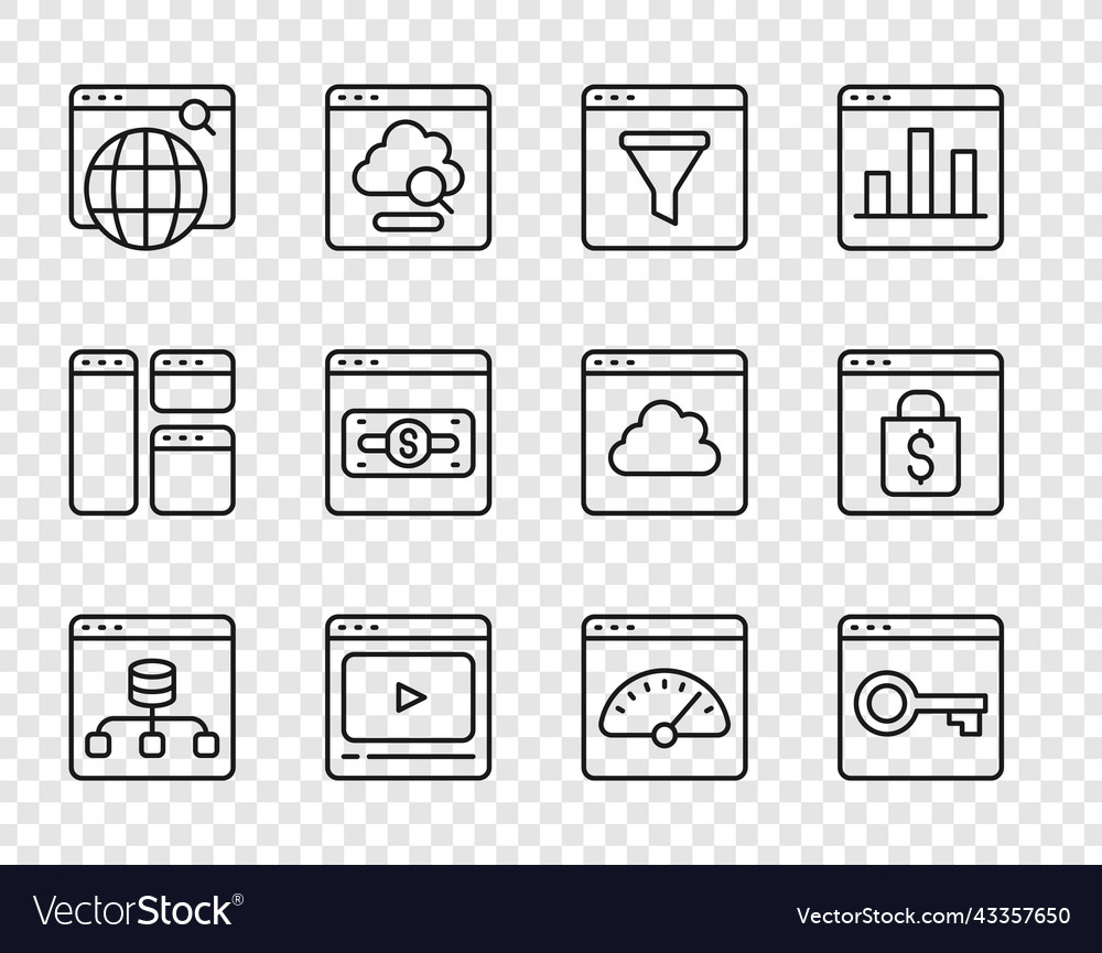 Set line server data secure your site with https vector image Set line server data secure your site with https