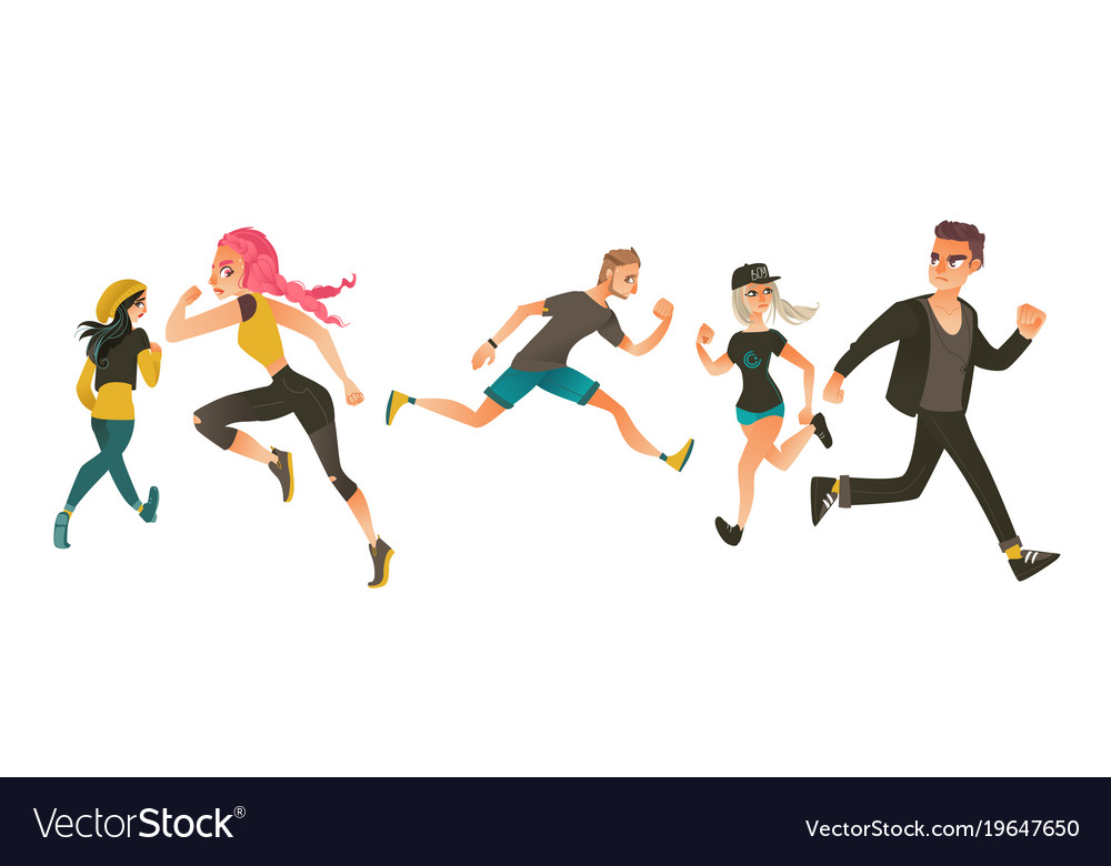 Set people running away in fear and panic Vector Image
