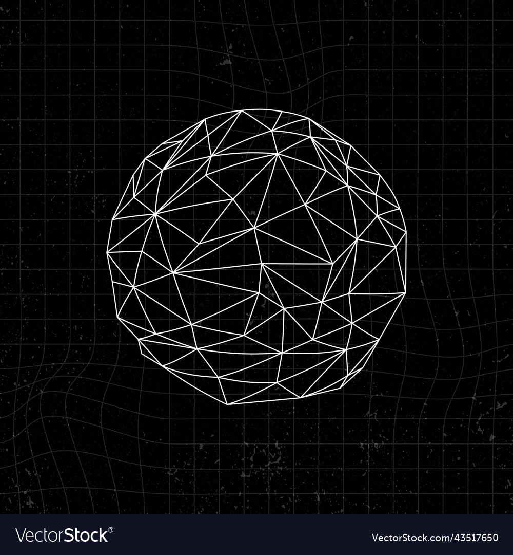 White 3d icosahedron on a black background Vector Image