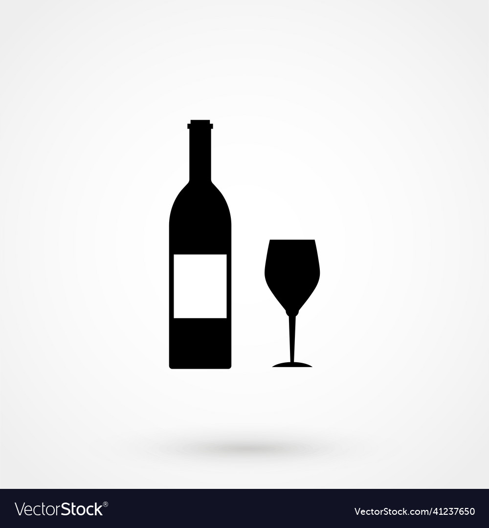 Wine bottle and glass silhouette isolated