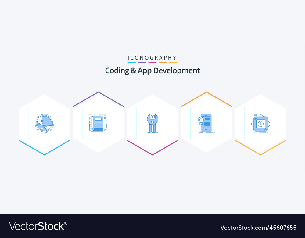 Coding and app development 25 blue icon pack