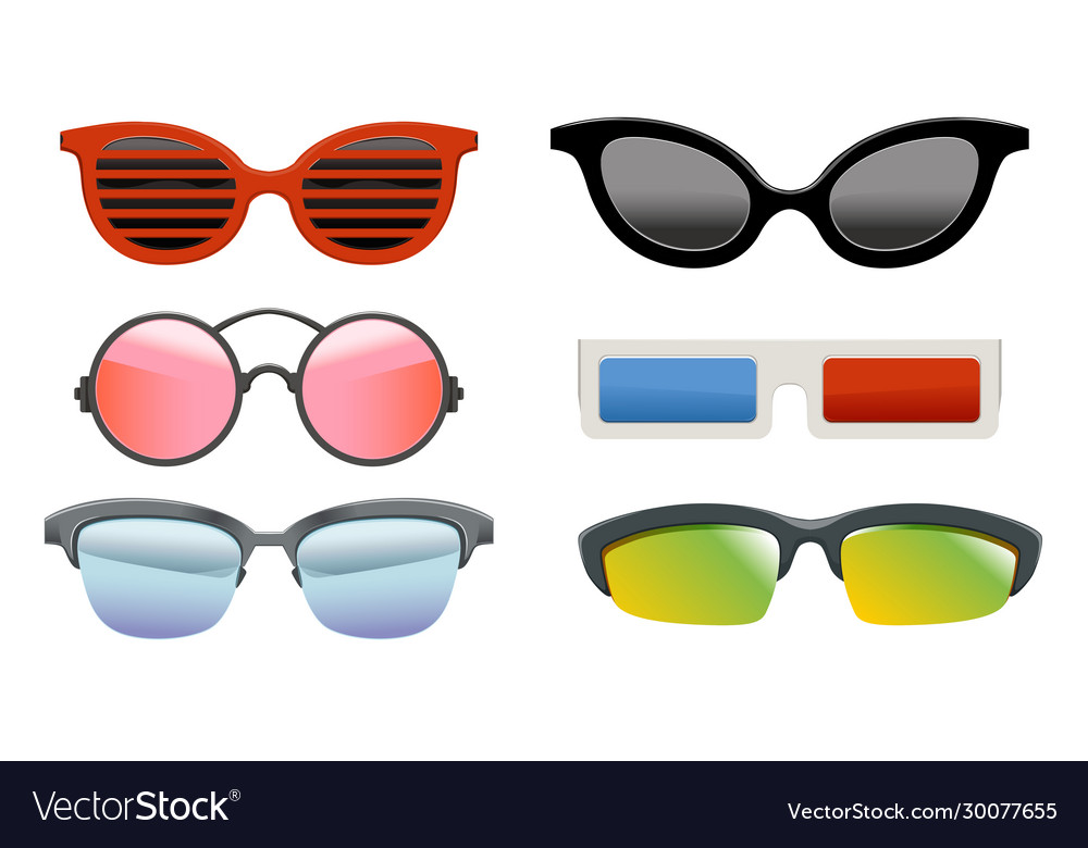 Collection colorful sunglasses different Vector Image