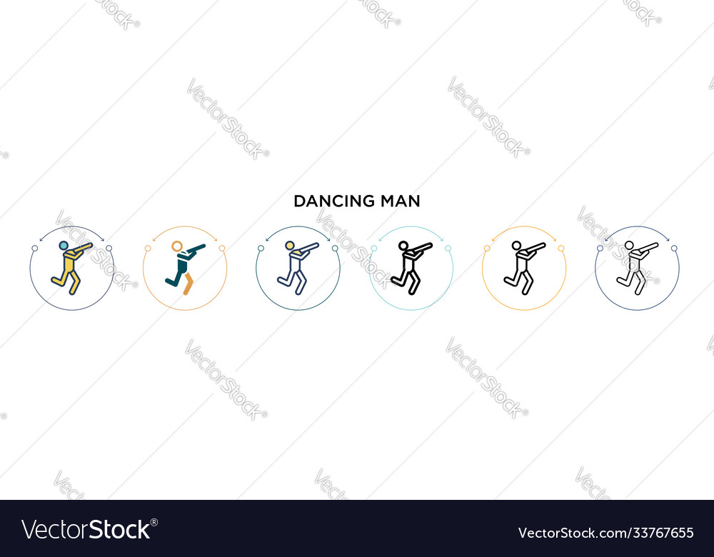 Dancing man icon in filled thin line outline