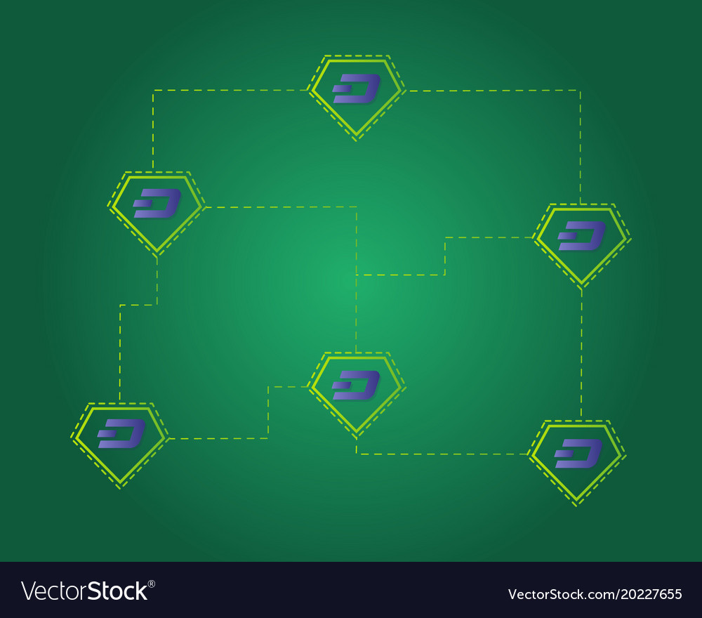 Dash blockchain technology on green background