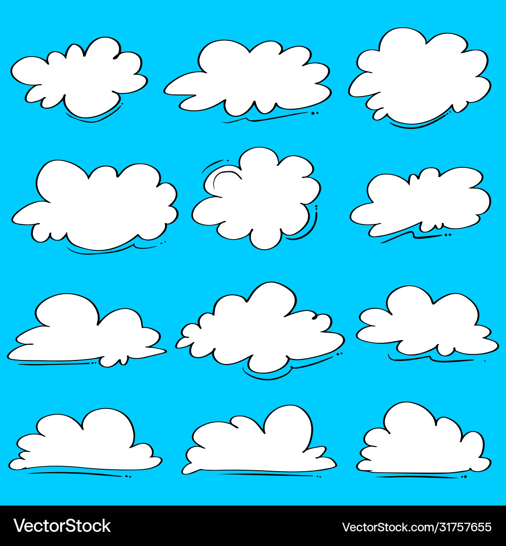 Doodle set hand drawn clouds Royalty Free Vector Image