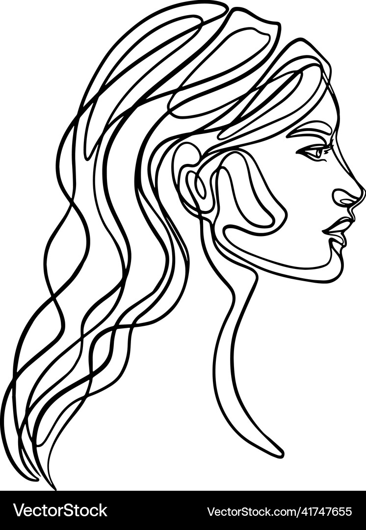 Female line art portrait Royalty Free Vector Image