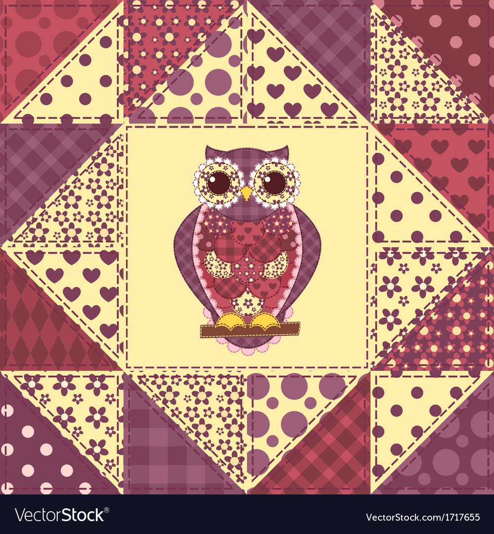 Patchwork Owl Seamless Pattern