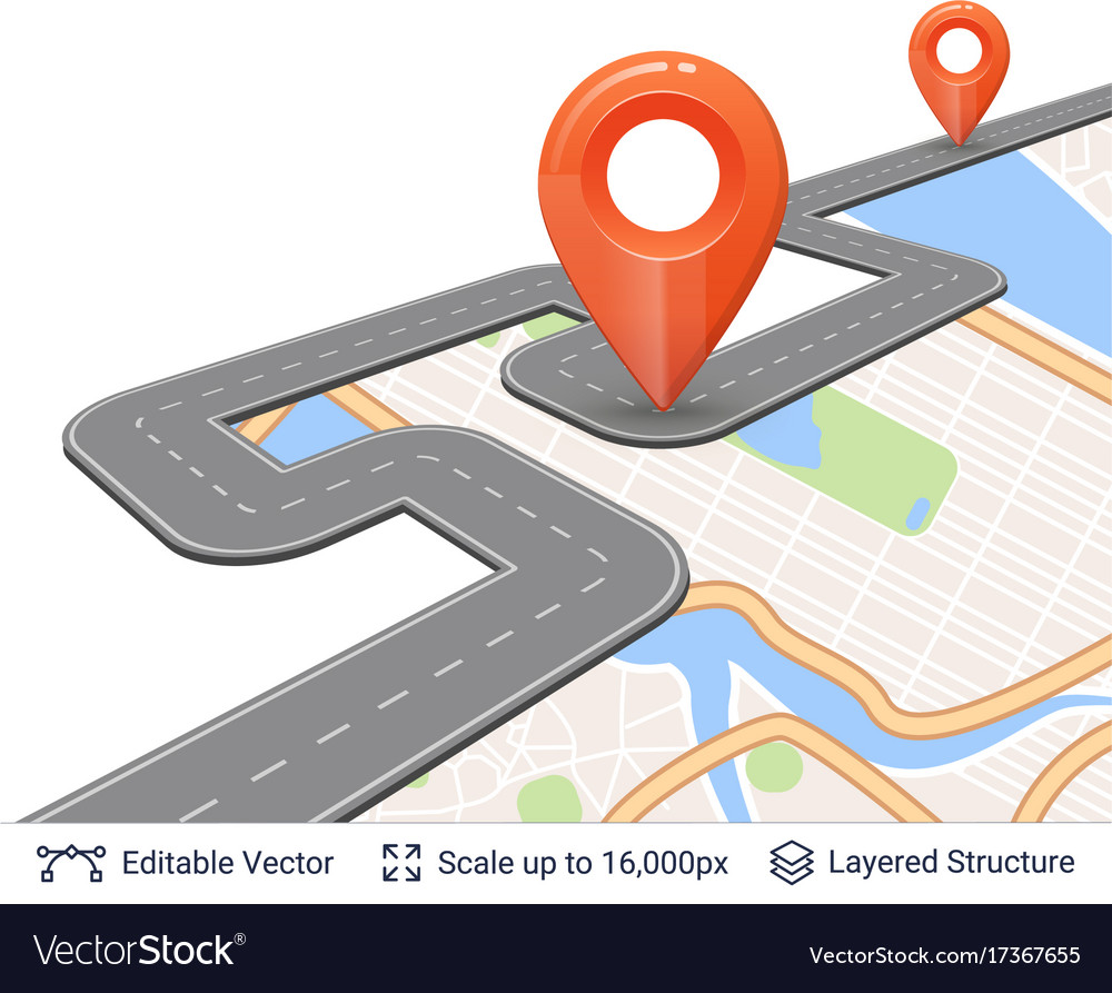 Road Navigation Map Pins