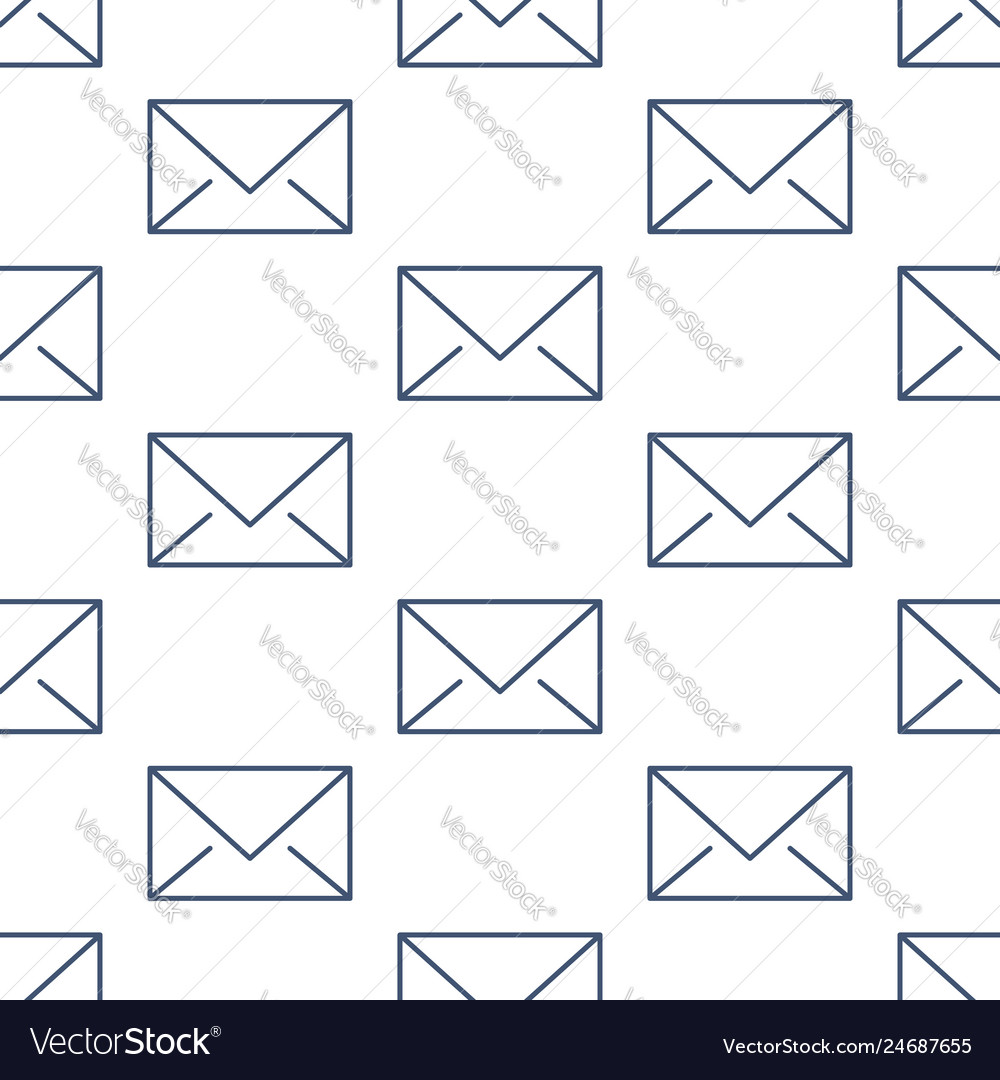 Seamless pattern with envelopes flat line icons vector image Seamless pattern with envelopes flat line icons