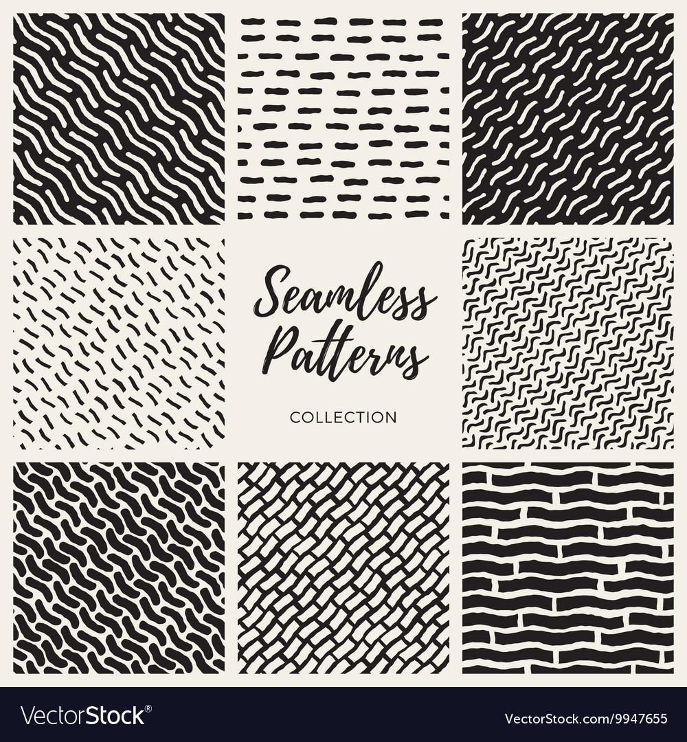 Set of nine seamless lines patterns Royalty Free Vector