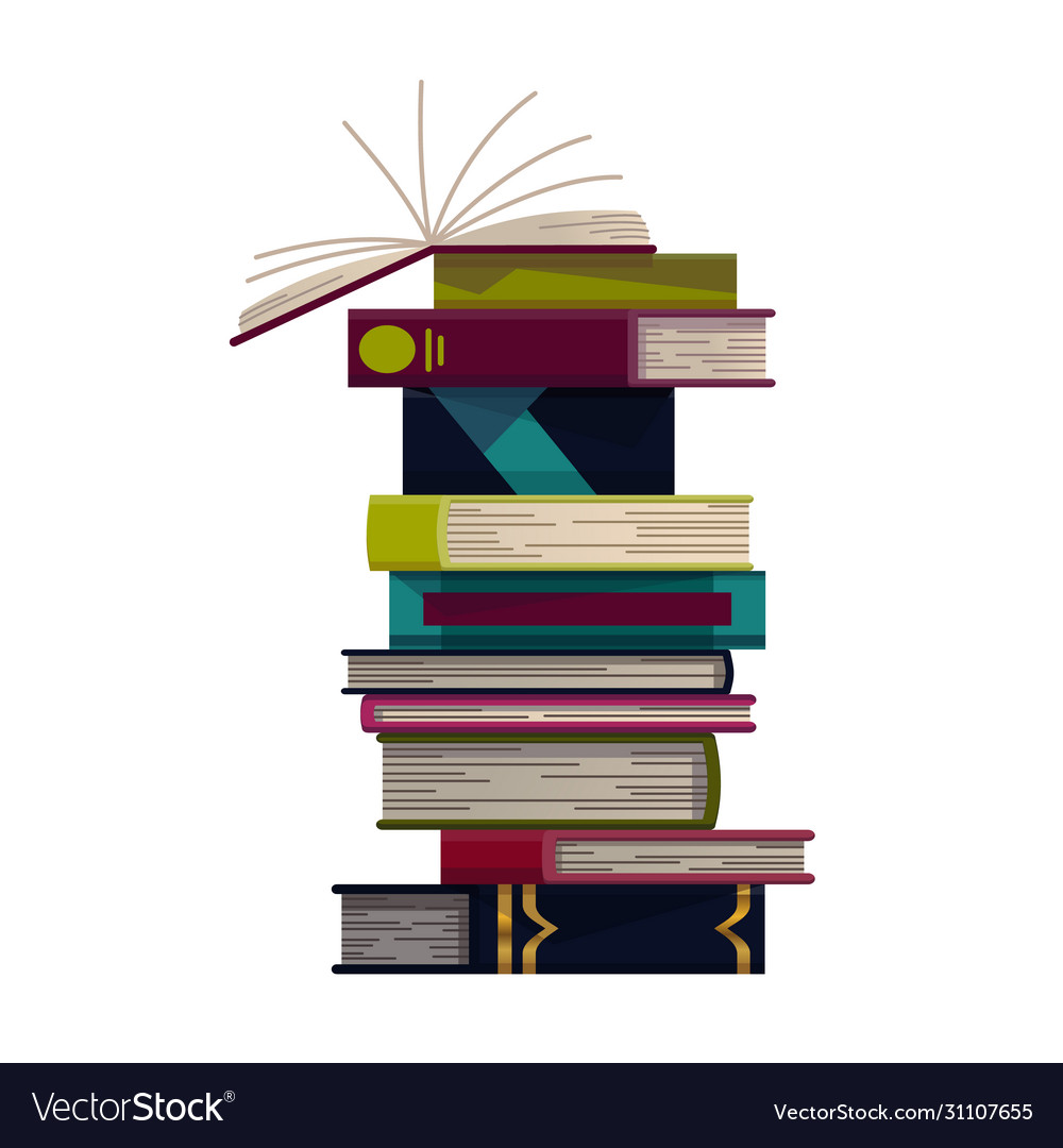 Stack colorful books on a white background Vector Image