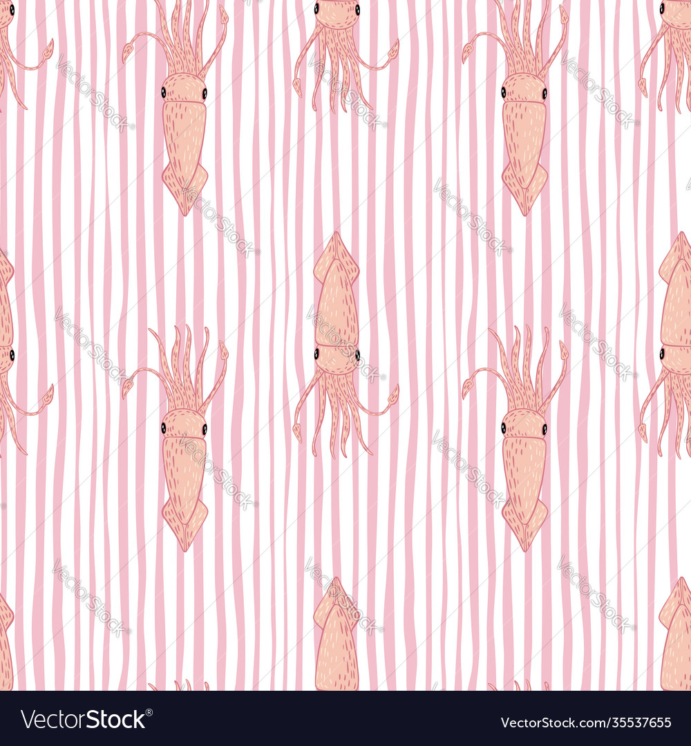 Undersea seamless pattern with squids underwater