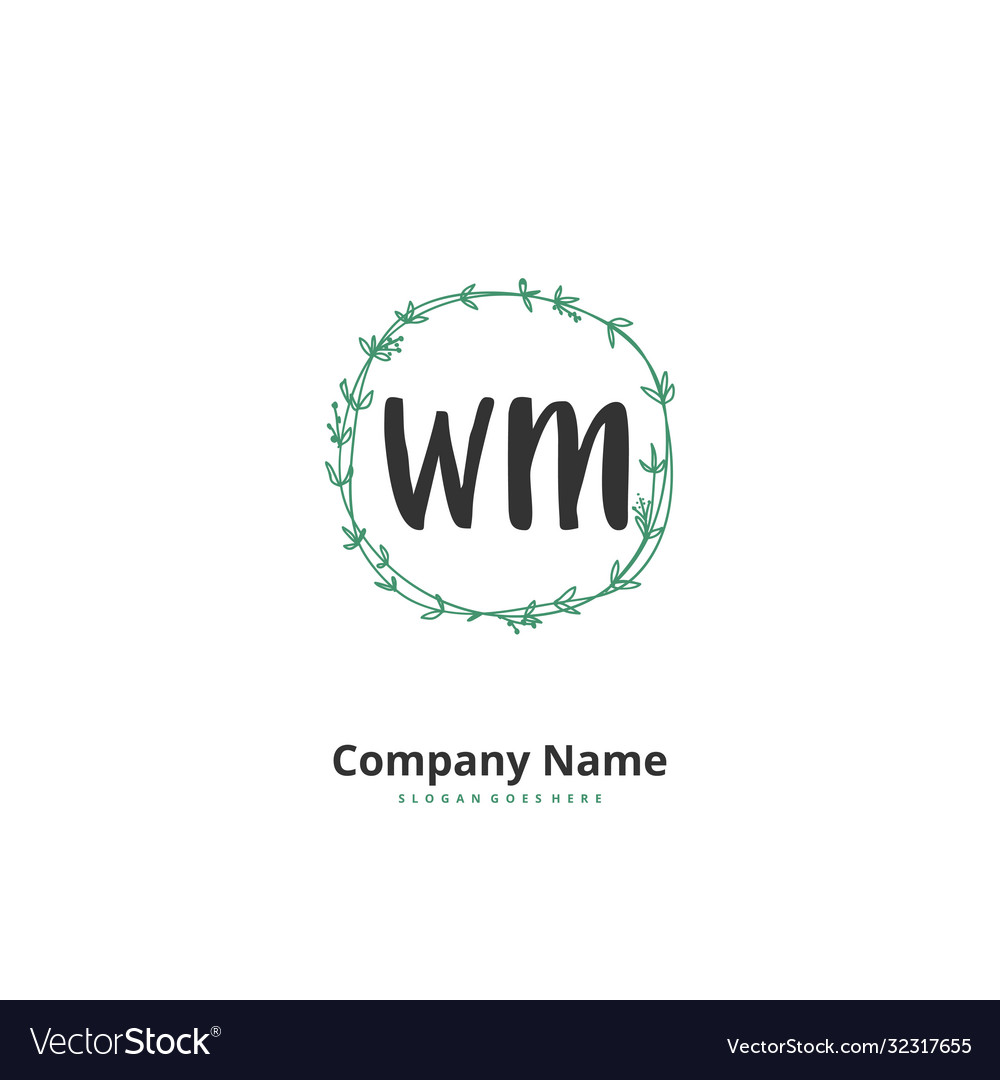 W m wm initial handwriting and signature logo