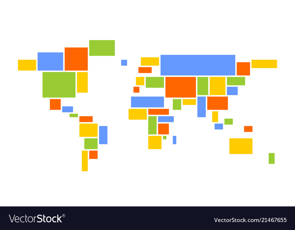 World map mosaic of multicolored rectangles vector image World map mosaic of multicolored rectangles