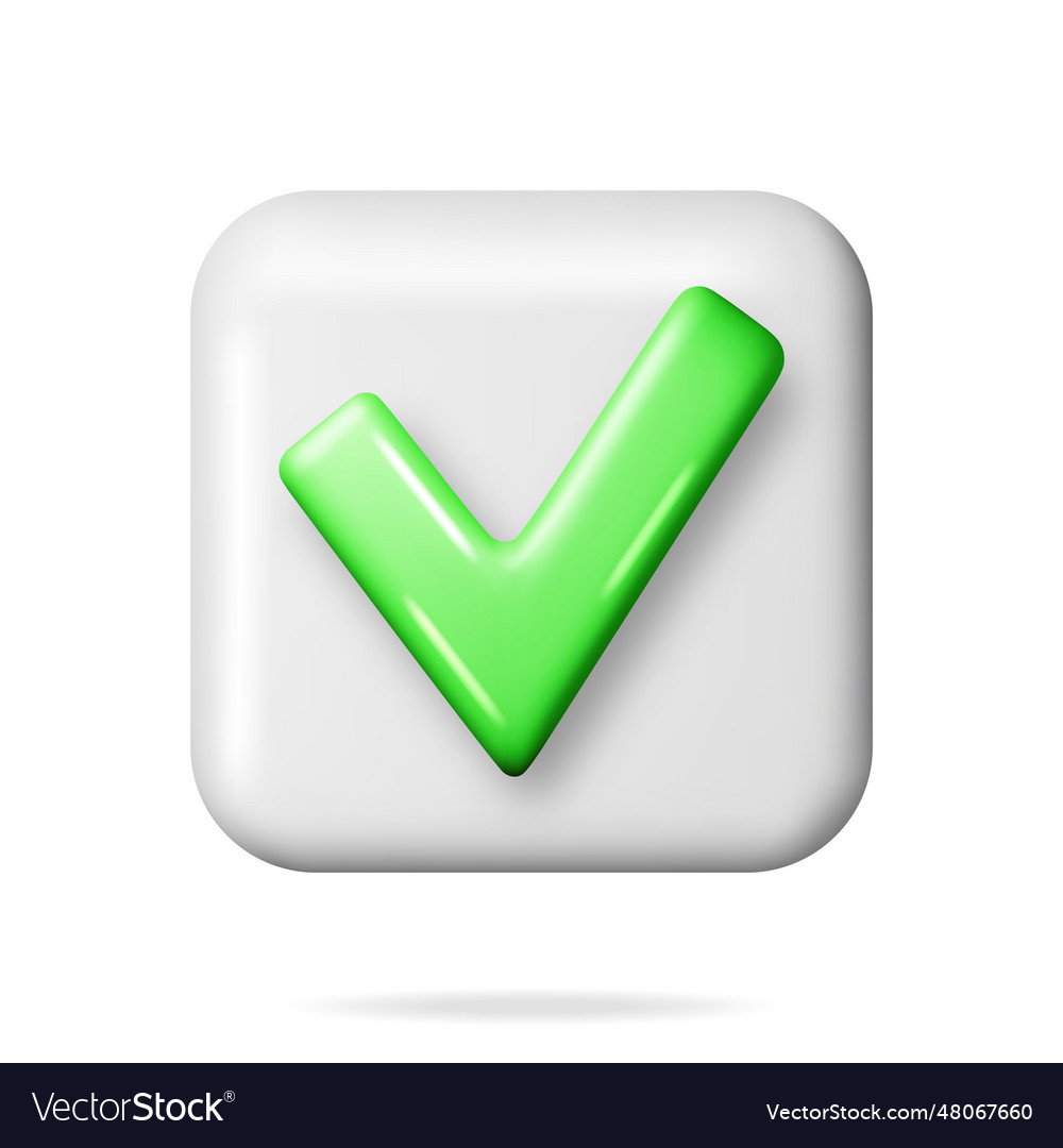 3d right button in square shape vector image 3d right button in square shape