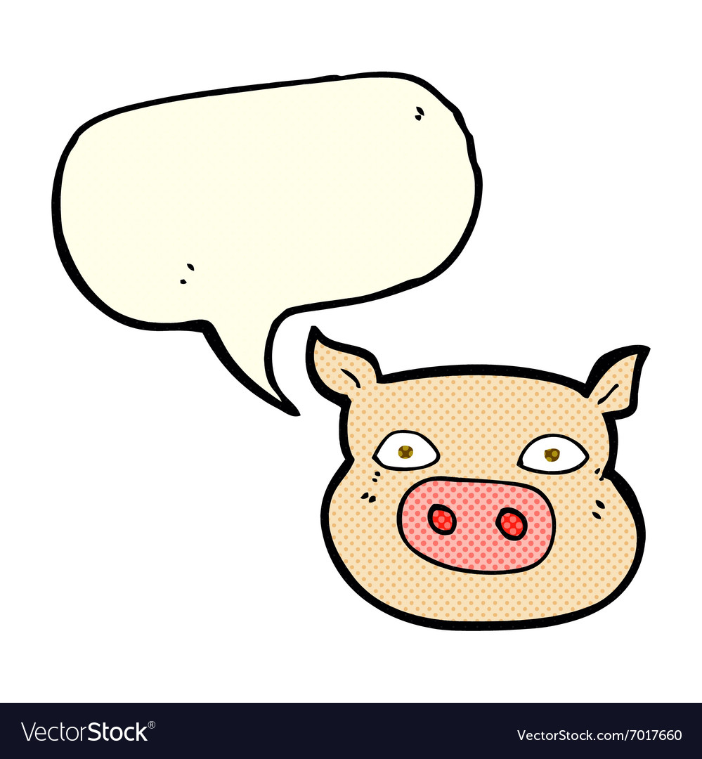 Cartoon pig face with speech bubble