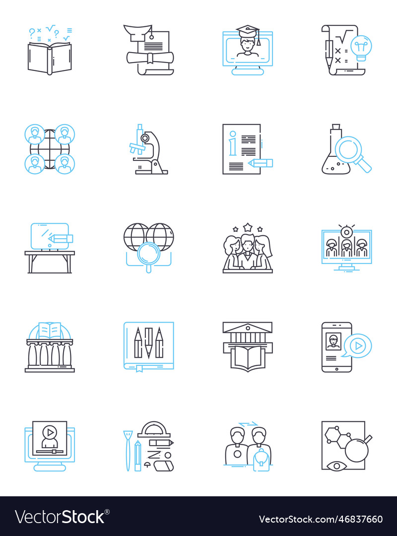 Continuing education linear icons set development Vector Image Continuing education linear icons set development