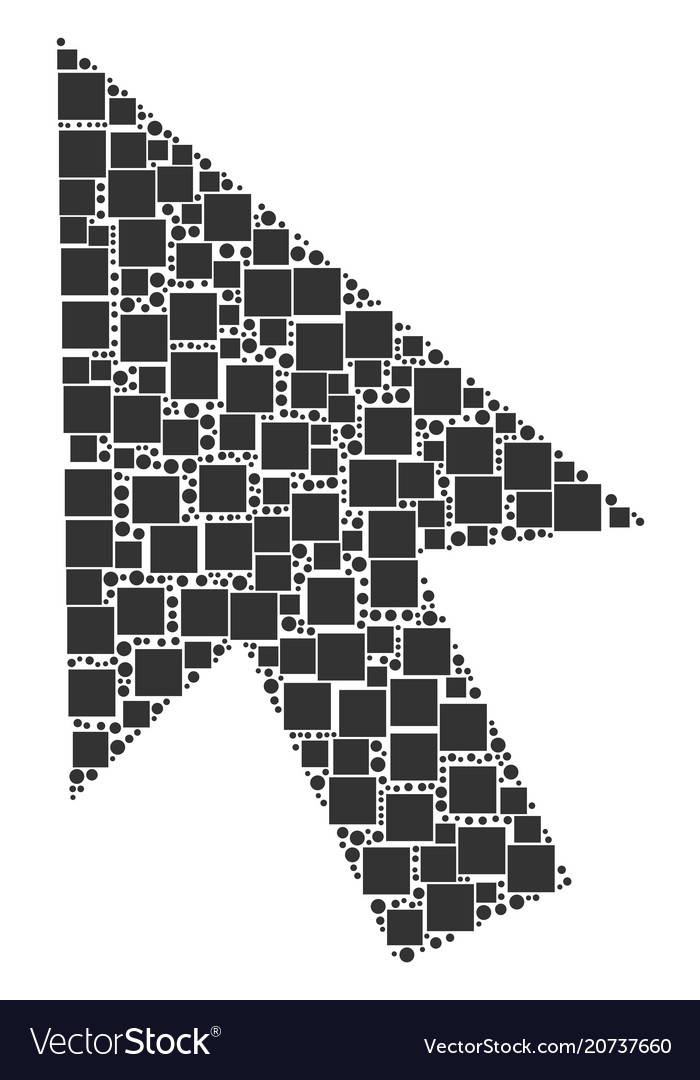 Cursor arrow composition of squares and circles vector image Cursor arrow composition of squares and circles