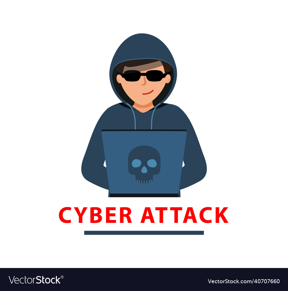 Hacker is sitting at computer cracking website