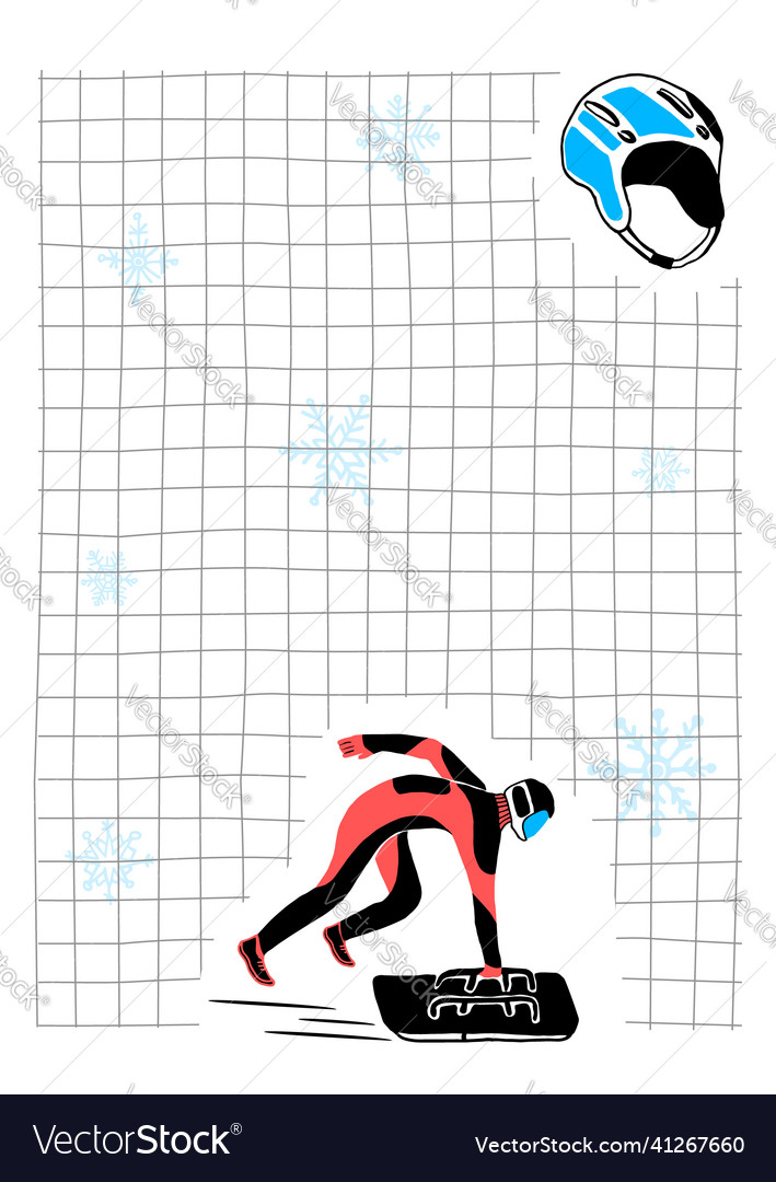 Layout of notebook page square skeleton athlete vector image Layout of notebook page square skeleton athlete