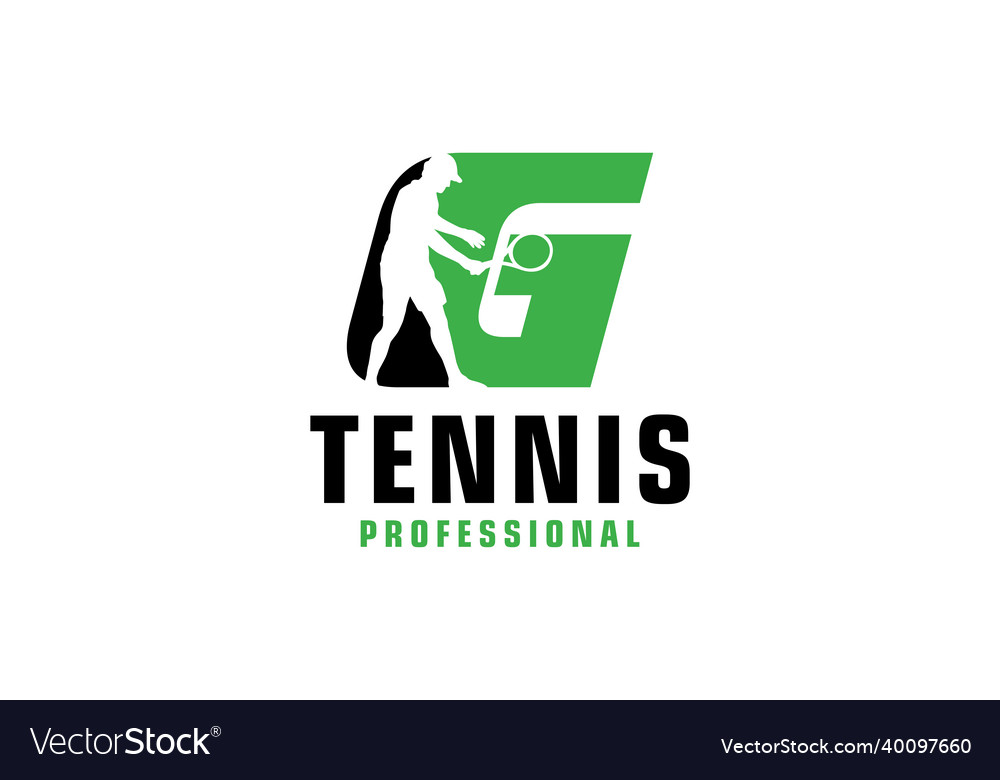 Letter g with tennis player silhouette logo