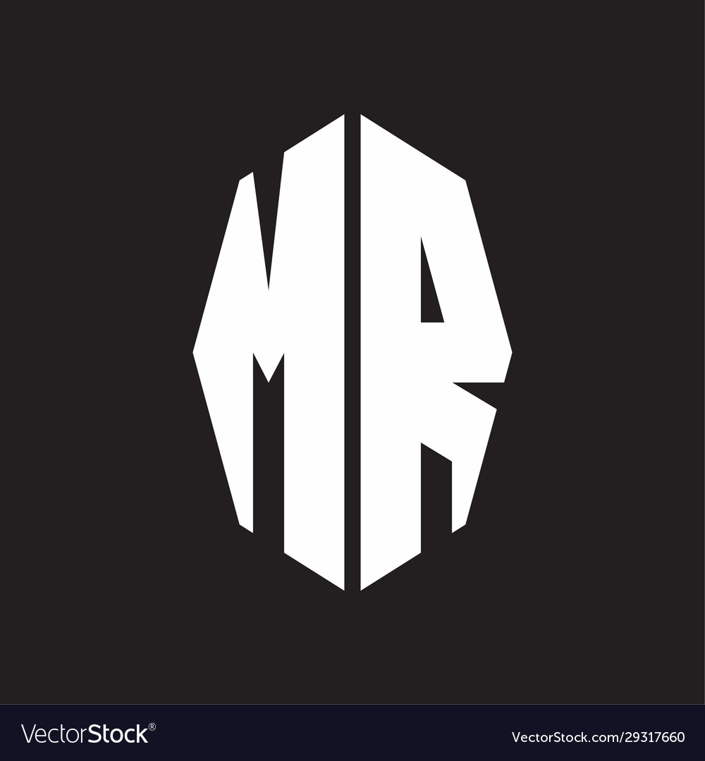 Mr logo monogram with octagonal ribbon style