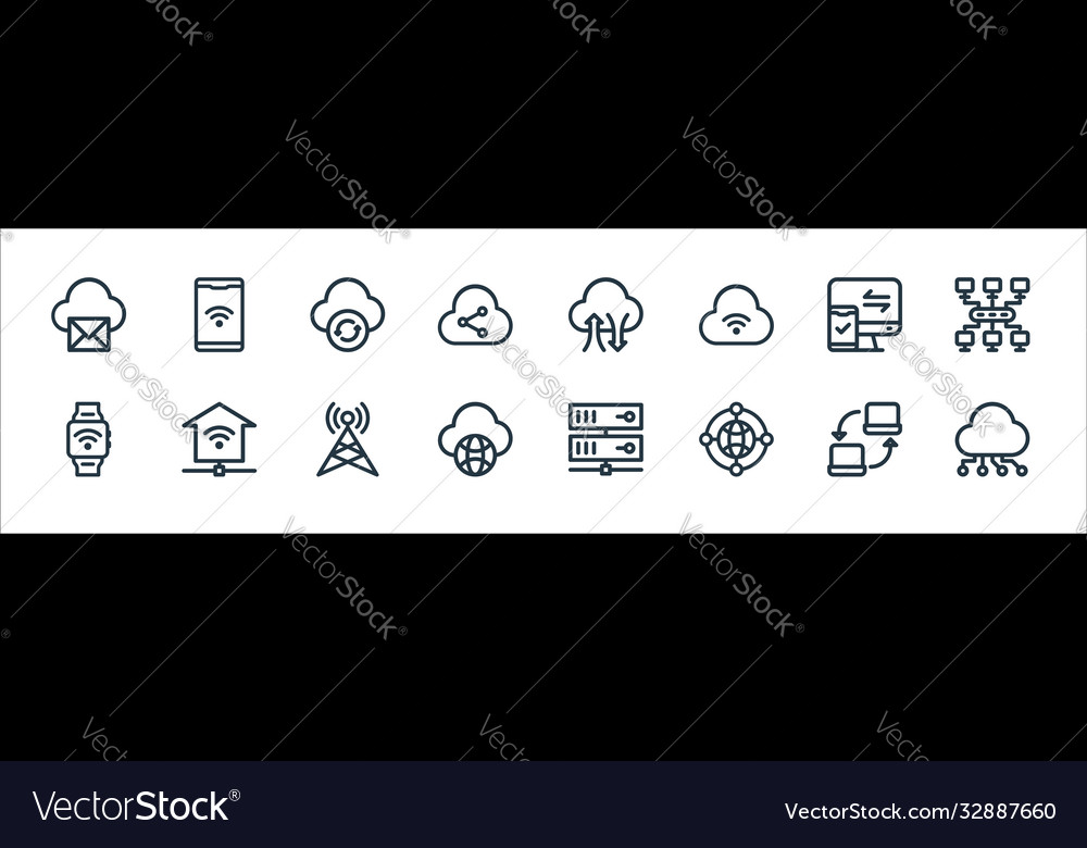 Network line icons linear set quality