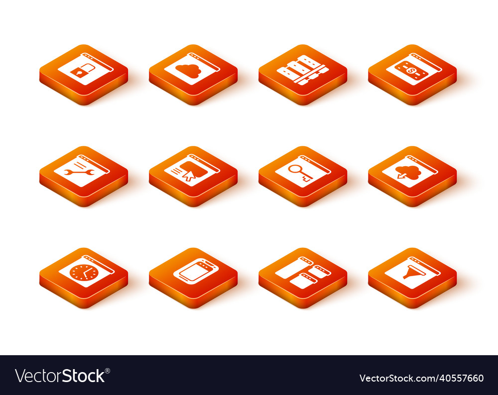 Set browser window mobile phone setting ui vector image Set browser window mobile phone setting ui