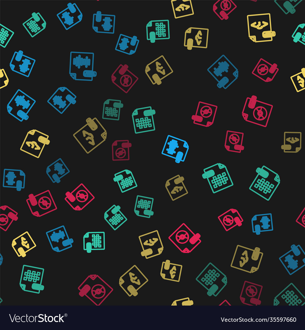 Set line wav file document png php and wma vector image Set line wav file document png php and wma