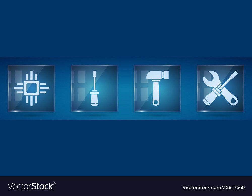 Set processor with microcircuits cpu screwdriver vector image Set processor with microcircuits cpu screwdriver