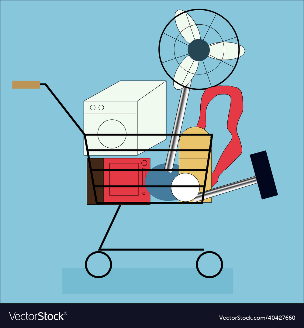 Shopping cart full of electronics Royalty Free Vector Image