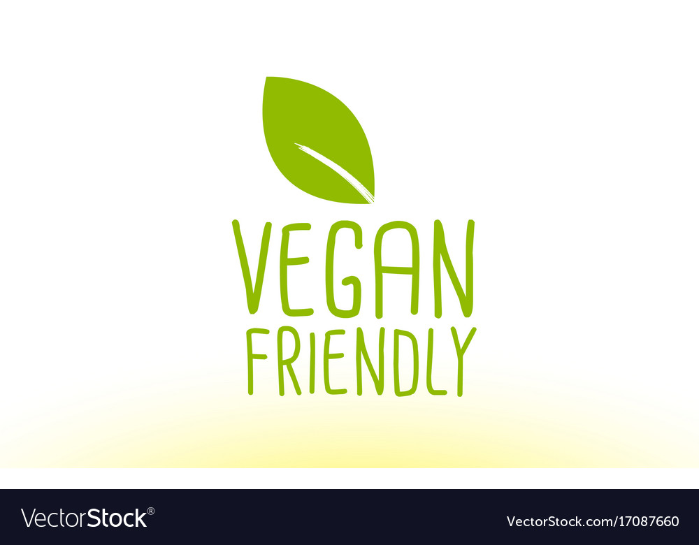 Vegan friendly green leaf text concept logo icon