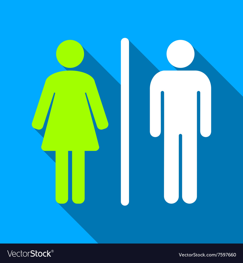WC Figures Flat Icon with Long Shadow