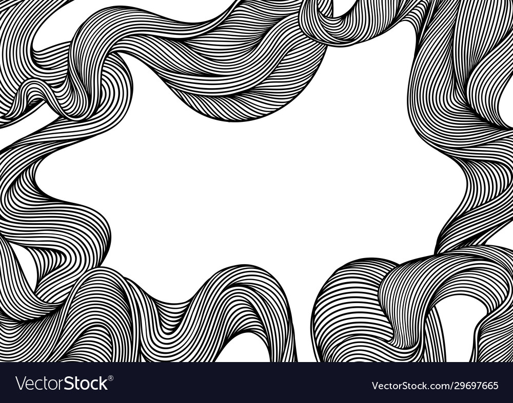 Background with wave line curls monochrome