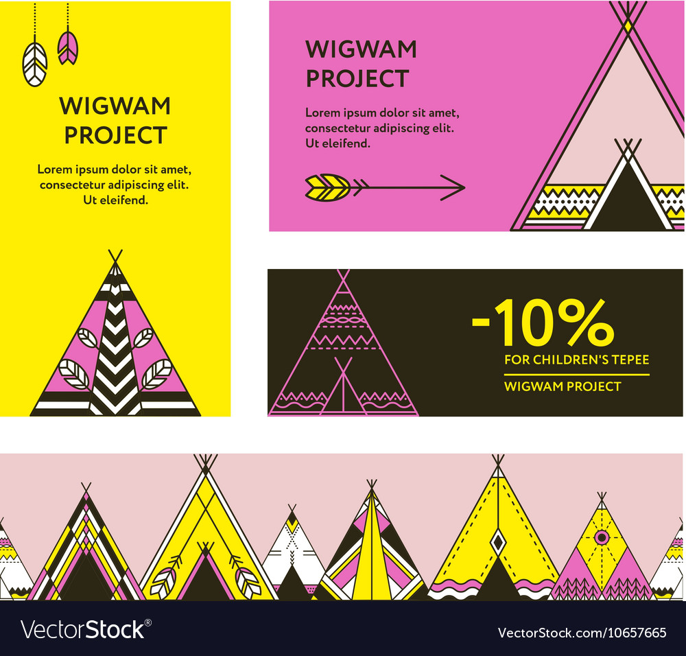 Business cards and promotional flyers with wigwams