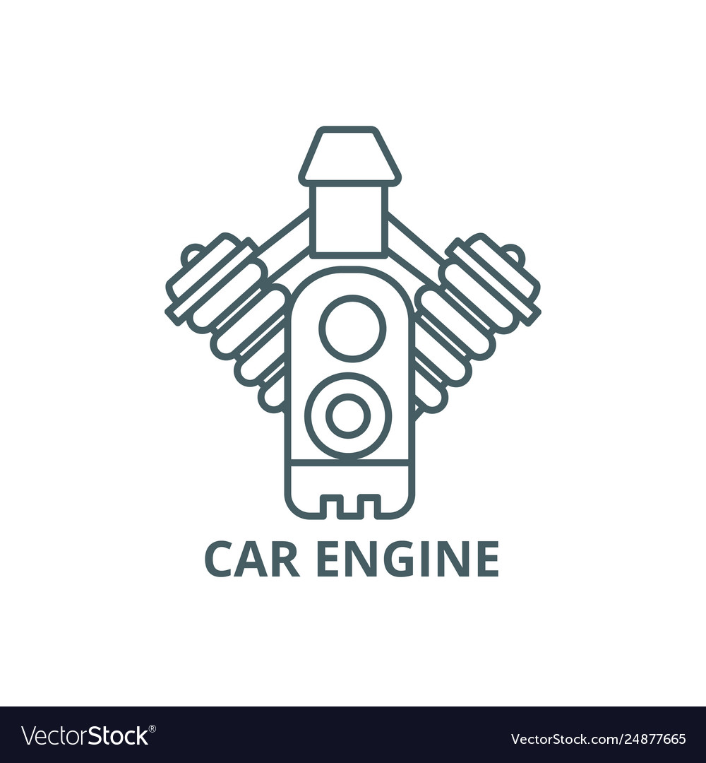 Car engine line icon car engine outline Royalty Free Vector