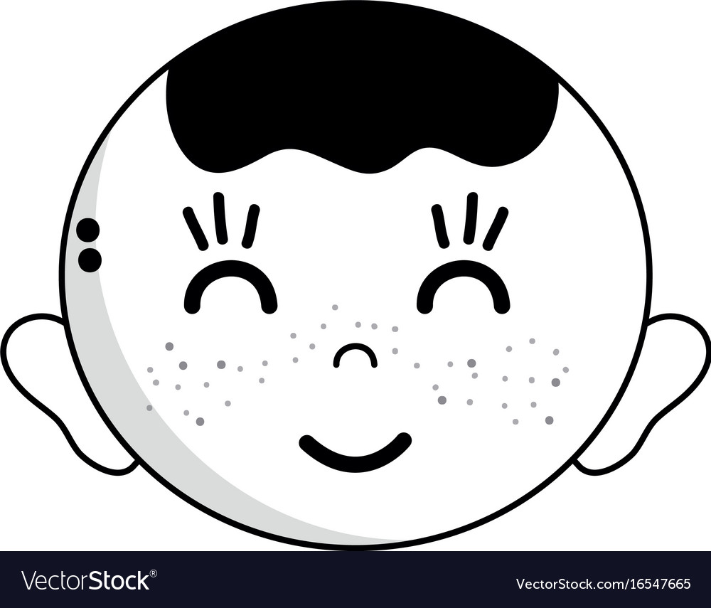 Contour Cute Baby Boy Head With Hairstyle Design Vector Image