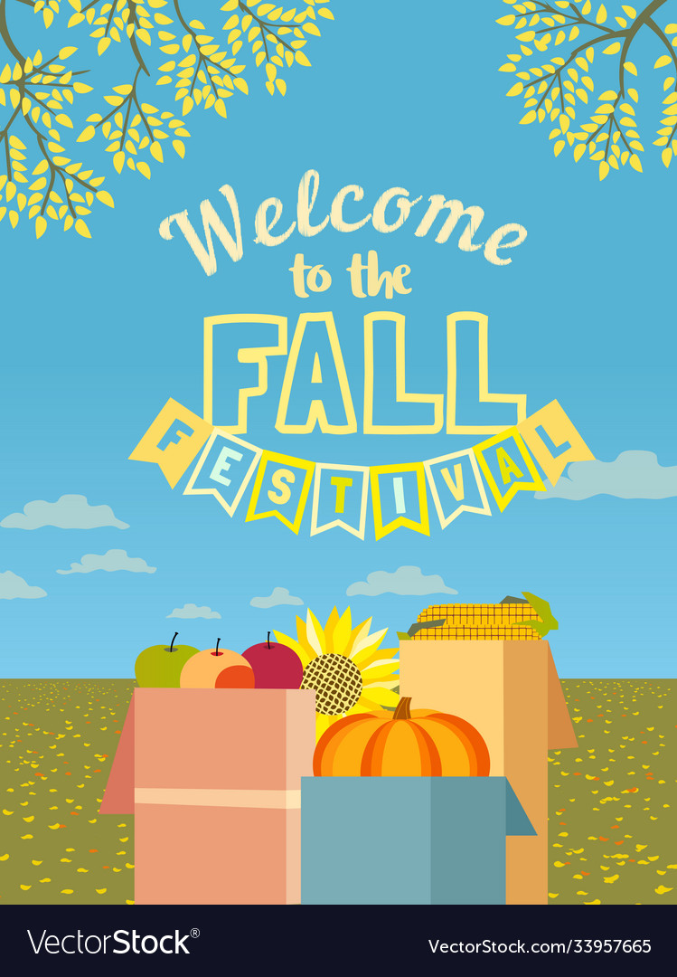 Hand drawn fall festival flat color poster