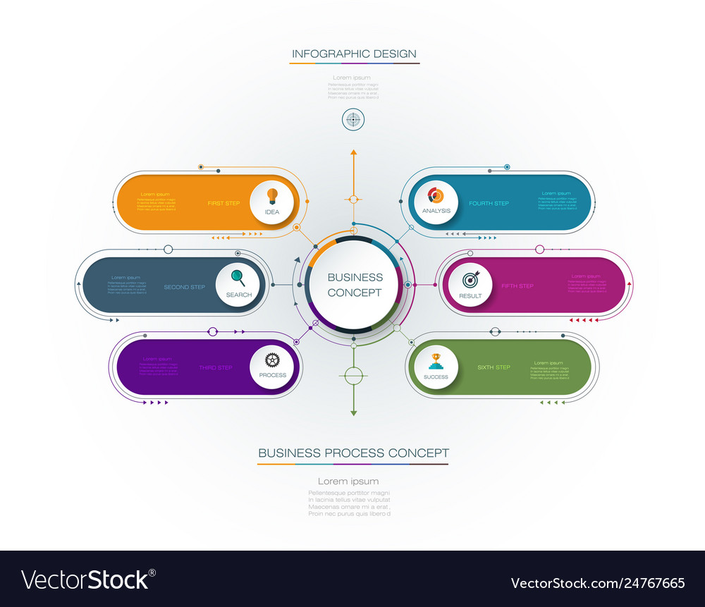 Infographic template with 3d paper label business Vector Image