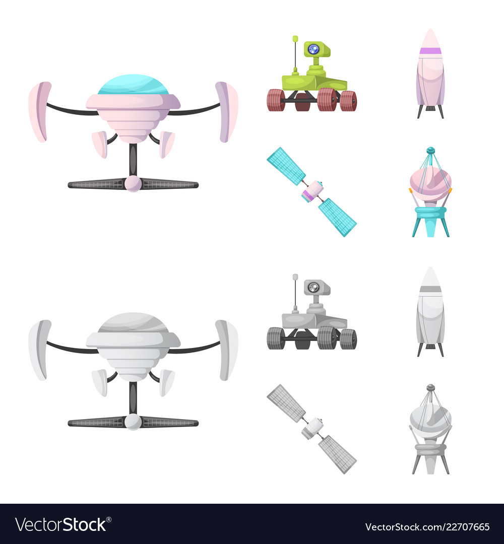Isolated object of mars and space sign set vector image Isolated object of mars and space sign set