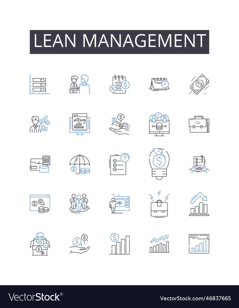 Lean management line icons collection agile