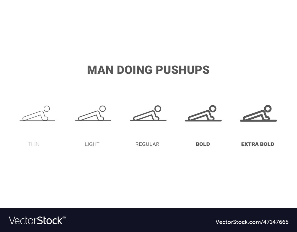 Man doing pushups icon thin regular bold and more Vector Image Man doing pushups icon thin regular bold and more