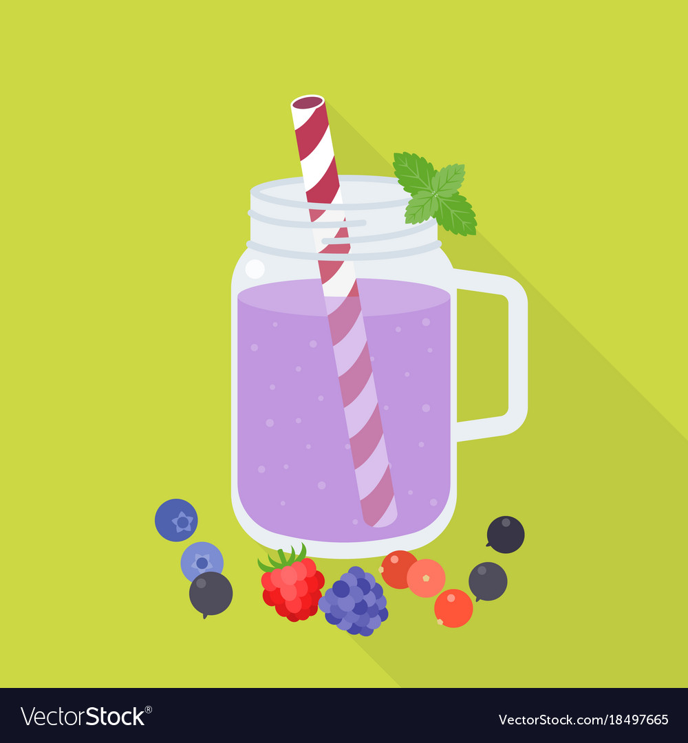 Mix berries smoothie in mason jar with raspberry