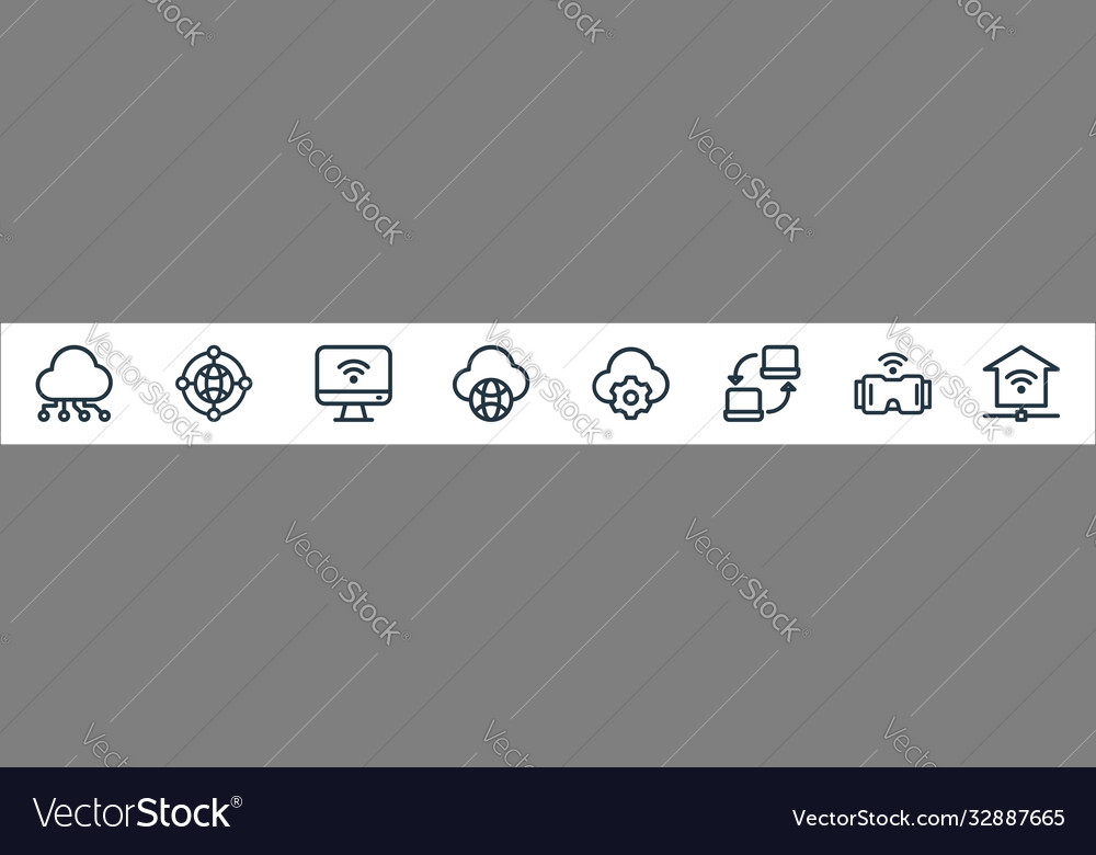 Network line icons linear set quality vector image Network line icons linear set quality