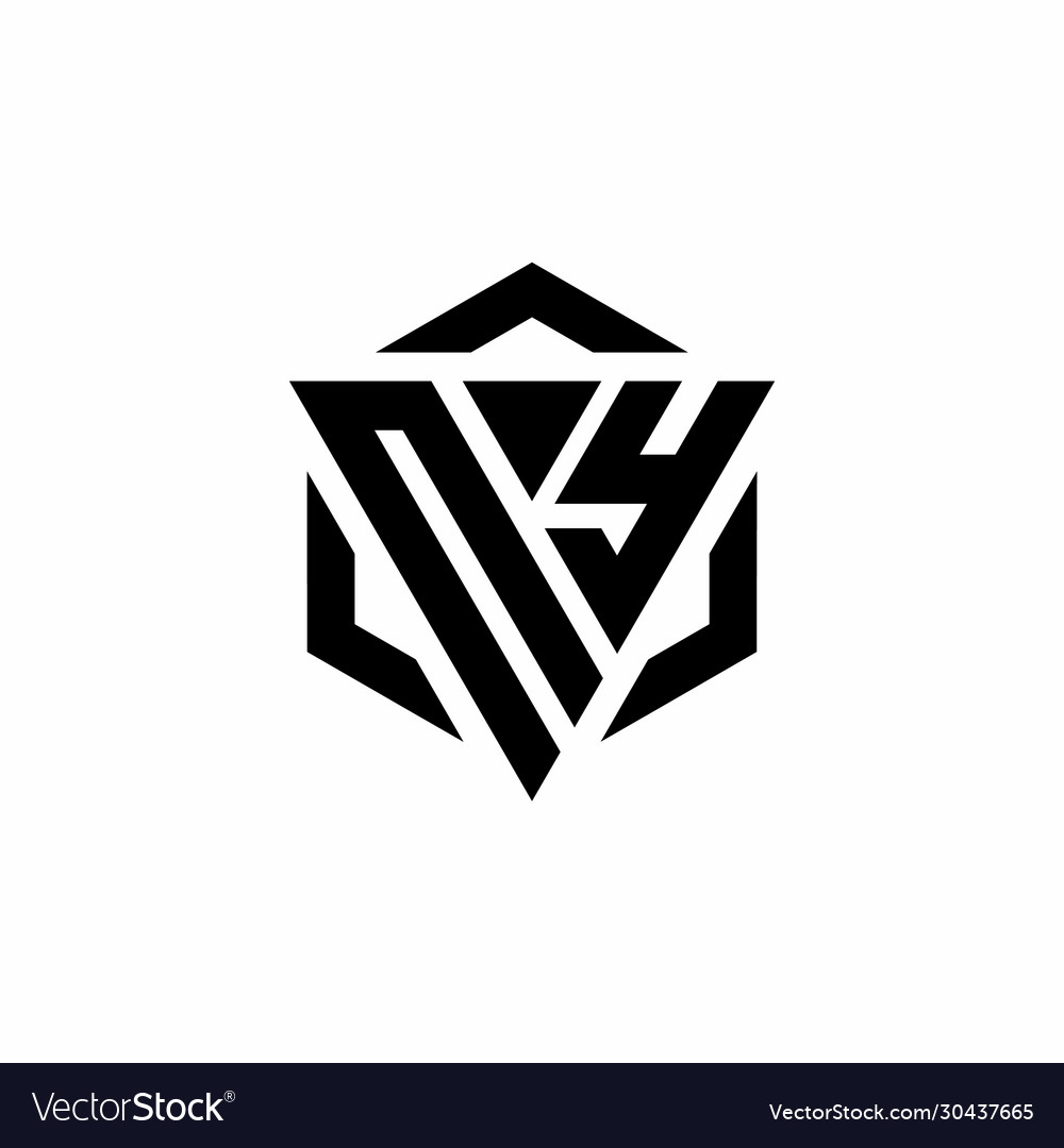 Ny logo monogram with triangle and hexagon modern